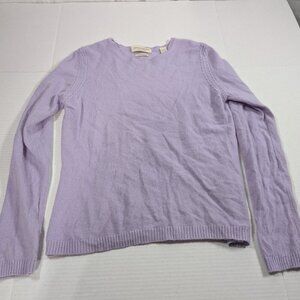 Valerie Stevens Cashmere Long Sleeve Pullover Cable knit Detail Small Purple